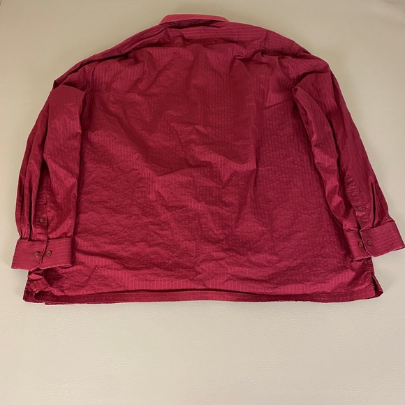 J. Ferrar Button Down Shirt Men's 4XG Stretch  Long Sleeve Burgundy Patterned - Picture 11 of 12